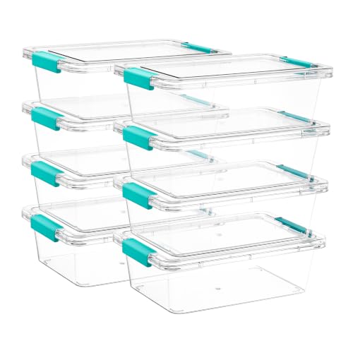 Image of Vtopmart 8 Pack 3 Qt Clear Storage Bins with Lids for Building Blocks,Craft | Stackable Plastic Organizer Box for Home, Classroom, Office, Craft Room, Small Containers for Art Supplies, Stationery