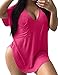 Allegrace Womens Casual Scoop Collar Plus Size T Shirts Summer Tops Tee Rose Red 2XL