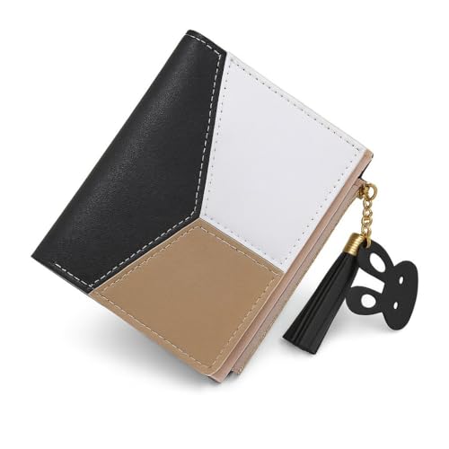 Henniu Carteira Feminina Slim Pequena Porta Cartão Documentos Couro PU com zíper porta-moedas carteira da moda (PRETO)