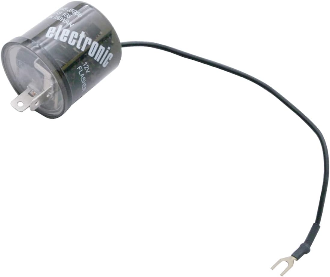 United Pacific Heavy Duty 12-Volt LED Flasher, 2 Terminals, 18 Gauge Insulated Ground Wire, 2-Pin LED Flasher, Plastic Body – 1 Unit (Part No. 90650)
