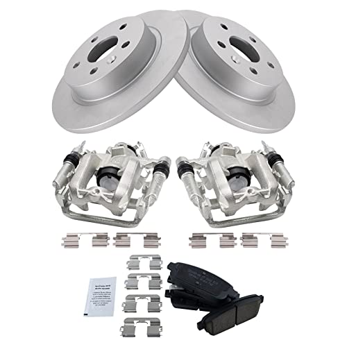 Image of TRQ Rear Brake Pad and Rotor Set Ceramic Solid Rotors Calipers | For 2011-2015 Chevrolet Cruze 2016 Cruze Limited