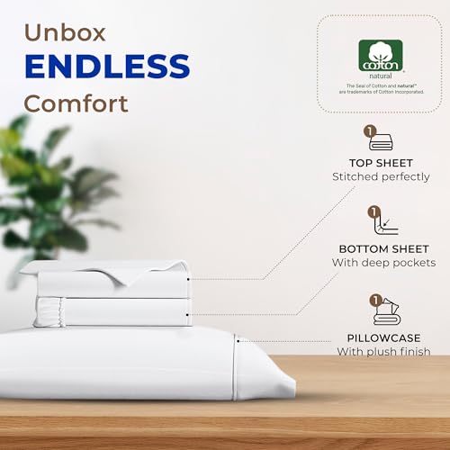 THREAD SPREAD Luxury Egyptian Cotton Sheets King Size - 600 Thread Count Sheets King 4 PC White Luxury Sheets King Size, 16" Deep Pocket, Extra Soft, Cooling Sateen Weave Hotel Luxury Bed Sheets Set
