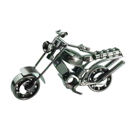 CTForest Modelo de Motocicleta, Creativo Modelo de la Motocicleta, Vintage Hecha a Mano Hierro Moto Modelo, para Accesorios de Fotografía, Colección de Arte, Decoración de Escritorio (Plateado)