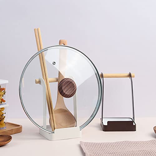 Vanra Metal Pot Lid Holder Tower Ladle Holder Stand Kitchen Cookware Organizer Rack Cooking Utensil Rest (White) #TOP3