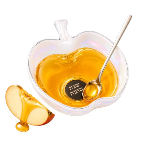 Rosh Hashanah Apple Shaped Plate Honey Dish Set Iridescent Jewish New Year Hostess Party Favors Cooking Serving Kitchen Accessories Holiday Presents Shana Tova Decor Table Decorations Includes Spoon! by Rite Lite - Used condition - CA$21.77