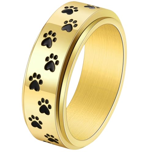 Bague patte de chien rotative en titane pour le quotidien des hommes