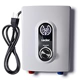 LECLOC Mini Tankless Under Sink Instant Hot Water Heater Electric 3kW 120V Plug in, Enlarged LED Digital Display, Knob Control, Multiprotective, IPX4, 30-55℃ Point of Use On Demand Water Heater, White