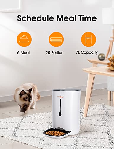 Wopet Automatic Cat Feeder With Camera,7L App Control Smart Feeder Cat Dog Food Dispenser,6-Meal Auto Pet Feeder With Timer Programmable,Hd Camera For Voice And Video Recording #TOP3