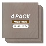12x12-1/2 Inches Birch Maple Plywood Sheets (Pack of 4) - Plywood Cut to Size for...
