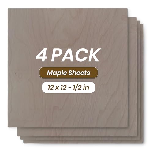 12x12-1/2 Inches Birch Maple Plywood Sheets (Pack of 4) -