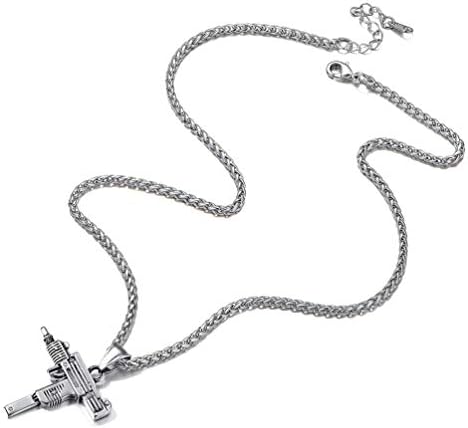 PROSTEEL Uzi Necklace Men Pendant with Chain, 316L Stainless Steel/Gold Plated (Send Gift Box)