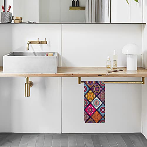 Ohsul Colorful Indian Mandalas Bohemian Moroccan Tile Pattern Highly Absorbent Kitchen Towels Dish Towels Dish Cloth,Religious Ethnic Hand Towels Tea Towel For Bathroom Kitchen Decor,Housewarming Gift #TOP3