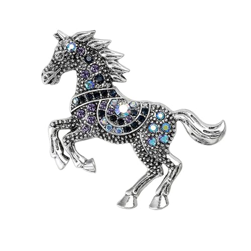 Image of Dreuyet Horse Brooch Pin Horse Racing Suit Lapel Pin for Women Men Rhinestone Antique Gold Horse Animal Brooch Clothing Outfits Accessory Jewelry