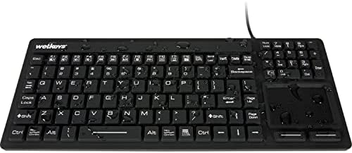 WetKeys "Touchpad Plus Professional-Grade Rigid Silicone Waterproof Keyboard with Touchpad (USB) (Black) | KBWKRC106T-BK