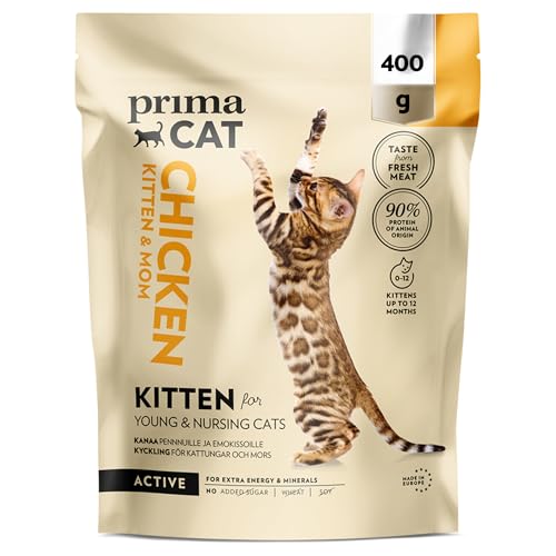 PrimaCat - Alleintrockenfutter mit Hühnergeschmack für Kätzchen und säugende Katzen, 400 g
