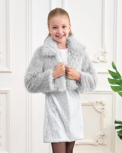 Image of BOLEROSE Girls Collared Faux Fur Bolero Jacket