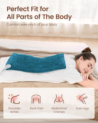 Image of RENPHO Heating Pad for Back /Neck /Shoulder /Knee /Leg, 12x24'' Electric Heat Wrap with 10 Heat Setting, FSA Eligible Items Only List, Birthday Gifts for Women Men, Auto Shut Off, ETL Certified (Blue)