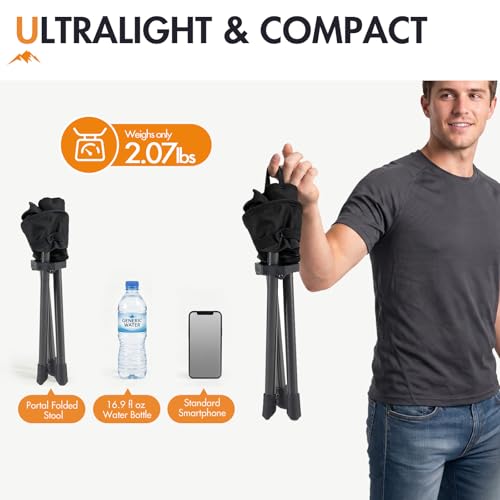 Image of Portal 2 Pack Tall Folding Tripod Stool for Adults Supports 225 lbs, Portable Lightweight Camping Seat with Carry Strap, Compact Foldable Outdoor Chair for Fishing, Hiking, Golf, Camping & Travel