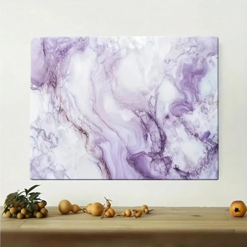 Art moderne abstrait blanc et lavande pour illuminer un salon sombre