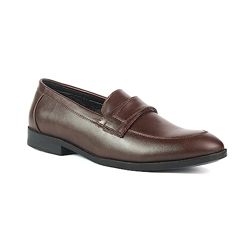 Image of BRATVA 1008 Men's Loafers & Moccasins Shoes with Synthetic Leather Upper & Leather Lining in Colour Black /Brown /TAN for Men