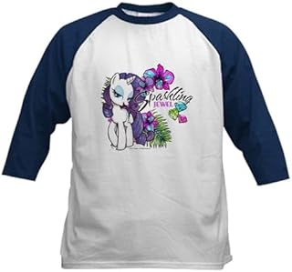 CafePress MLP Sparkling Jewel Baseball Jersey Kids Cotton Baseball Jersey, 3/4 Raglan Sleeve Shirt Navy/White