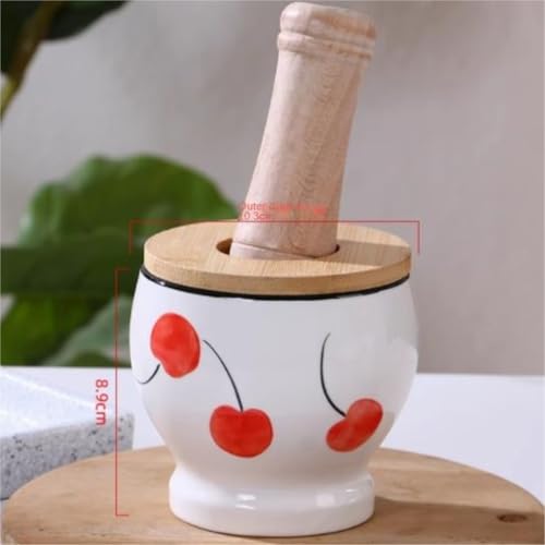 Mortero y majador de diseño elegante blanco para moler ajo finamente 2