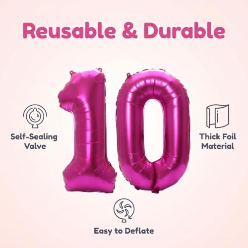 Image of YPSelected 32 Inch Large Foil Helium Number Balloon Birthday Wedding Party 0-9 (Rose Red, 1)