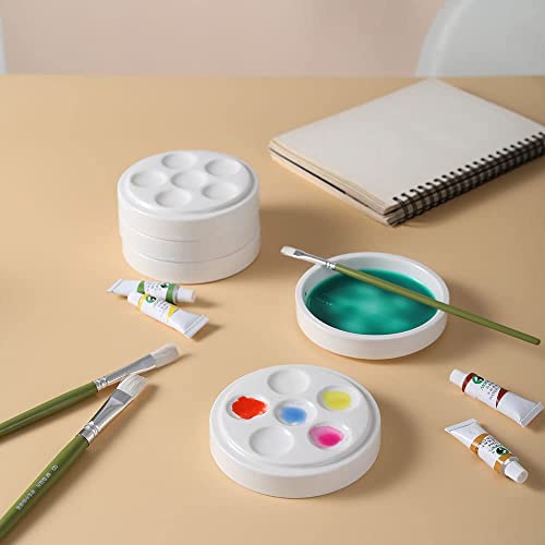 Ceramic Paint Palettes Porcelain Paint Mixing Tray Saucer Nesting Trays for Watercolor Gouache Painting,5 Wells,4 inch Stackable. - Image 6