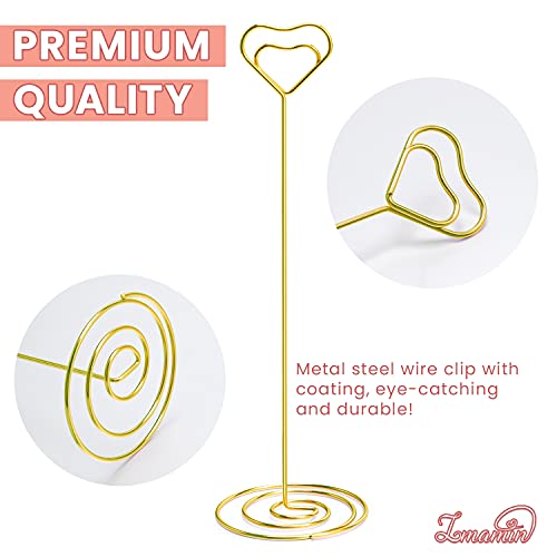 Imamin 16Pcs Place Card Holders, 8.75 Inches Tall Table Number Holders, Gold Picture Holder For Tables With Heart Shaped Clip For Wedding, Photos, Food Signs, Memo Notes, Restaurant, Birthday #TOP2