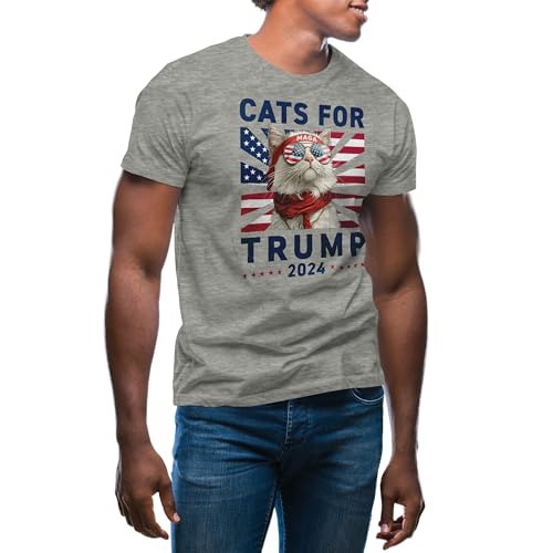 GR8Shop Cats for Donald Trump Maga Rally Shooting Donald Camiseta de Hombre Gris Size XL