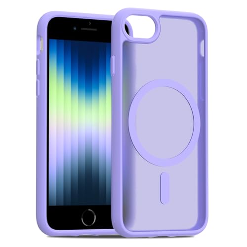 PinLiSheng Magnetic for iPhone SE Case 2022/3rd/2020/2nd gen, iPhone 8 & iPhone 7 [Compatible with Magsafe] Shockproof Slim Translucent Matte Protective Phone Case - Light Purple