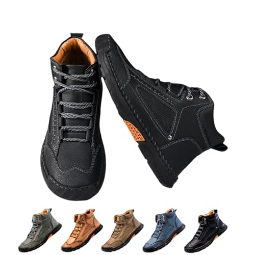 Sawbehind Men's Comfortable Handmade Leather Boots, Outdoor Waterproof Sawbehind Leather Boots for Men