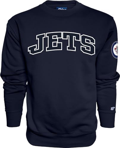 Blue 84 Winnipeg Jets NHL Officially Licensed Crewneck Sweatshirt Sleeve Logo Te
