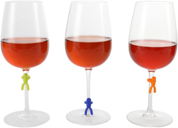 Silicone Wine Glass Marker Drinking Glass Identification Labels Tag Signs for Bar Party Martinis Cocktail Champagne Stem Glasses (20 Pack, Human Figure)