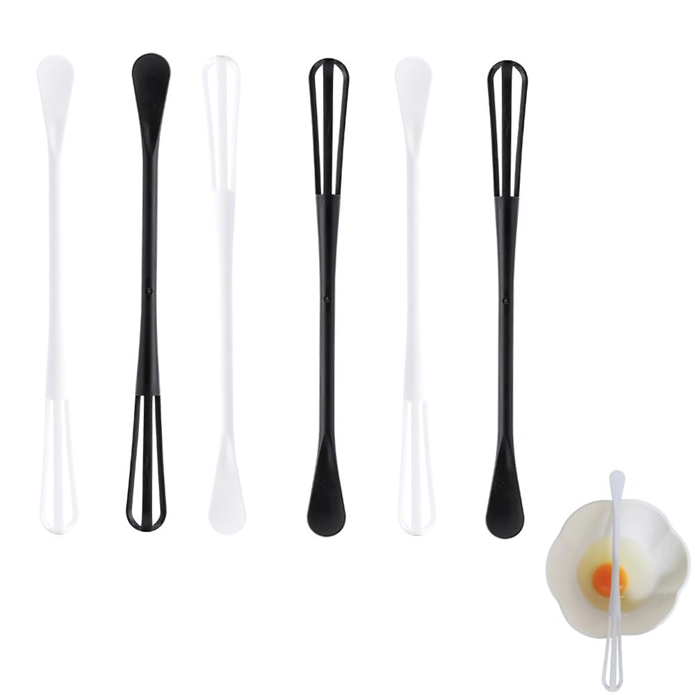 Lot De 6 Mini Fouets Avec Cuillère - Manche Long 22 Cm, Silencieux, Pour Café, œufs, Sauces, Poudres