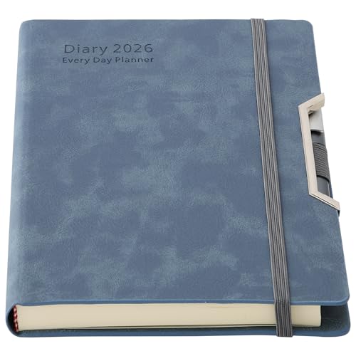 Agenda académica 2026, agenda 2026, día por página, tapa dura, organizada de enero de 2026 a diciembre de 2026, agenda diaria mensual con pestañas mensuales, bolsillo interior, bolígrafo, lazo para
