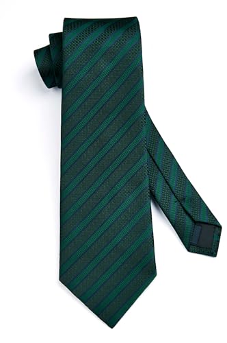 Image of HISDERN Mens Tie Striped Ties and Handkerchief Set Business Formal Woven Pocket Square Wedding College Stripe Necktie