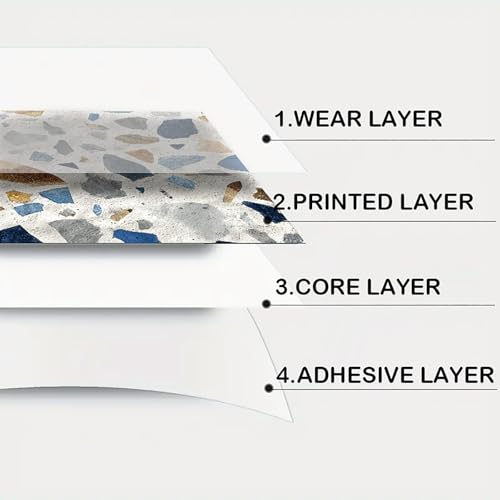 Image of Nuxovilar Peel and Stick Vinyl Floor Tiles, 12x12 Inch | Wall Sticker, Flooring Cover, Peel Stick Tile, Self Adhesive Floor, Kitchen, Bathroom, Living (Terrazzo Pattern)