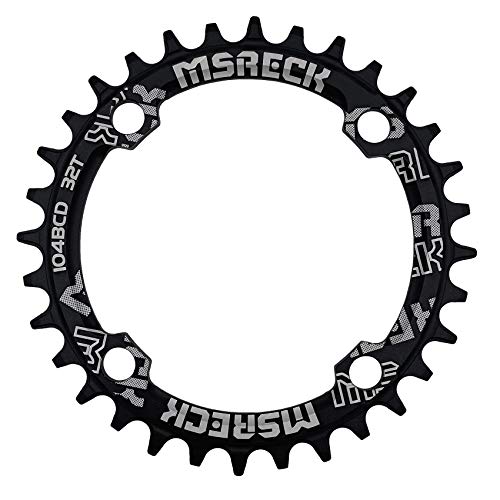 MSRECK Round Oval Chainring 104 BCD 32T 34T 36T 38T 40T 42T 44T 46T 48T 50T 52T Narrow Wide Single Chain Ring for Road Bikes, Mountain Bikes, BMX MTB Bike (Black Round, 42T)
