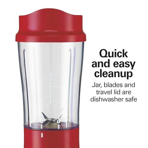 Hamilton Beach Portable Blender for Shakes and Smoothies, 14 Oz BPA Free Travel Cup & Lid, Durable Stainless Steel Blades, Personal Smoothie Blender, Red (51101RV) by Hamilton Beach - Image 5