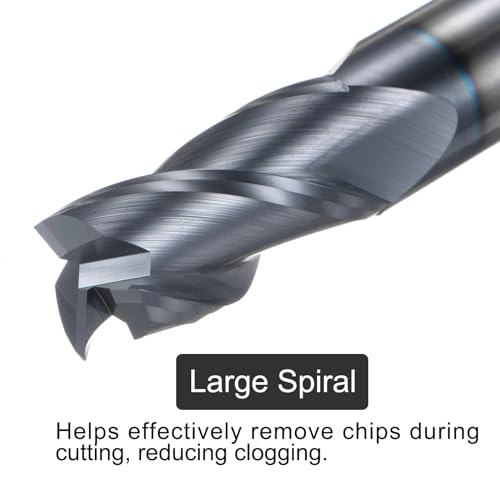 Image of uxcell Carbide Square End Mill, 9 /16 inch Diameter TiAlN Coated 3 Flutes Milling Bit Cutter, for Hardened Steel Stainless Steel Alloy Metal, 9 /16 inch Shank 1-1 /2 inch Cut Length 3-1 /2 inch Long HRC55