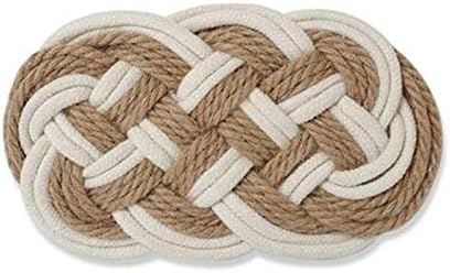 KIPPOTCD Placemats Non Slip Table Mat Handmade Insulation Cup Coaster Woven Cotton Thread Jute Dining Table Placemat Rattan Home Dinner Decoration