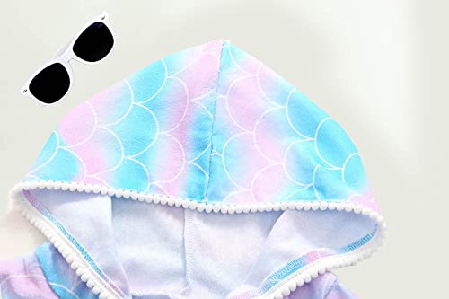 Image of Girls Swim Cover Up Kids Swimsuit Coverup Terry Zip-Up Beach Bathing Suit Wraps with Sunglasses