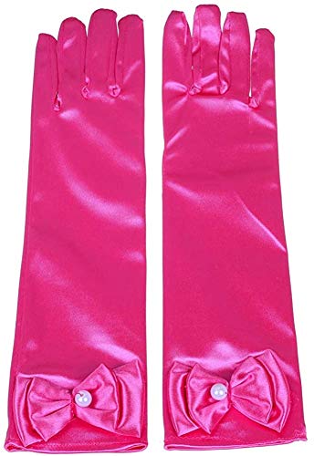 Image of FancyDressWale Girls Satin Long Gloves for Princess Dress Up Party With Bows