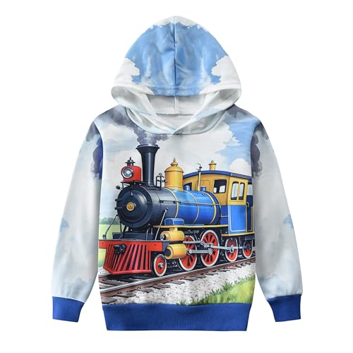 DDSOL Toddler Boy Hoodie Shirt Long Sleeve 3D Graphic Monster Truck Tops Active Sweatshirt 4-10 Years