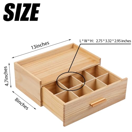 Tea Organizers and Storage Box Tea Station organizer for Countertop with 4 Cotton Woven Coasters Pine Wood Tea Bag Organizer Drawer Teabag Holder with 8 Compartments Wooden Sugar Packet Holder by BoxSkivra - Image 3