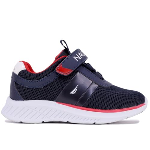 Nautica Kids Boys Fashion Sneaker Athletic Running Shoe with Strap for Toddler and Little Kids-Pond Hop-Navy Red Pop-5