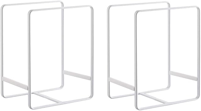 Hikinlichi 2 Pack Plate Holders Organizers Upright Cabinet Dish Drying Racks Metal Plate Dish Organizers Racks Stands for Countertop and Cupboard White