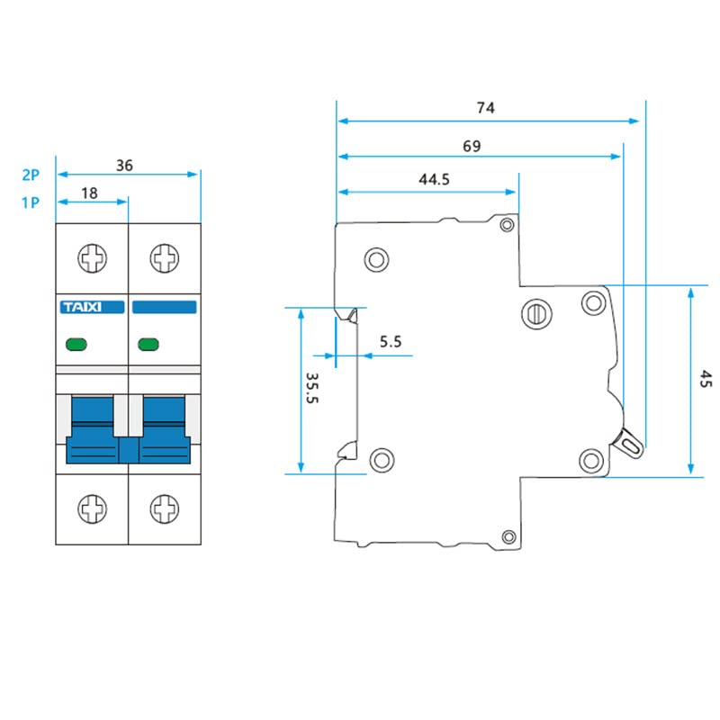 Disyuntor CC 2P 63A: Interruptor protector de batería para coche eléctrico de 48V 4
