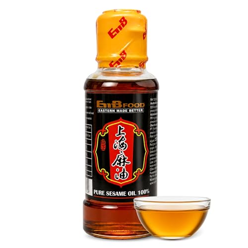 Aceite de Sésamo puro y Natural, Producido en China, ideal para Wok, Ramen, Sushi, noodles, arroces, Verduras y Ensaladas, 100% tostado sésamo, Recipiente de cristal, Contiene 1 botella de 150 ml